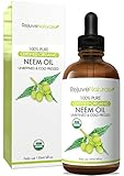 Organic Neem Oil, 100% Pure, Cold Pressed, USDA Certified Organic by RejuveNaturals, 4oz | For Hair, Skin & Nails | All Natural Anti Aging Moisturizer, Antiseptic, Insecticide & Fungicide