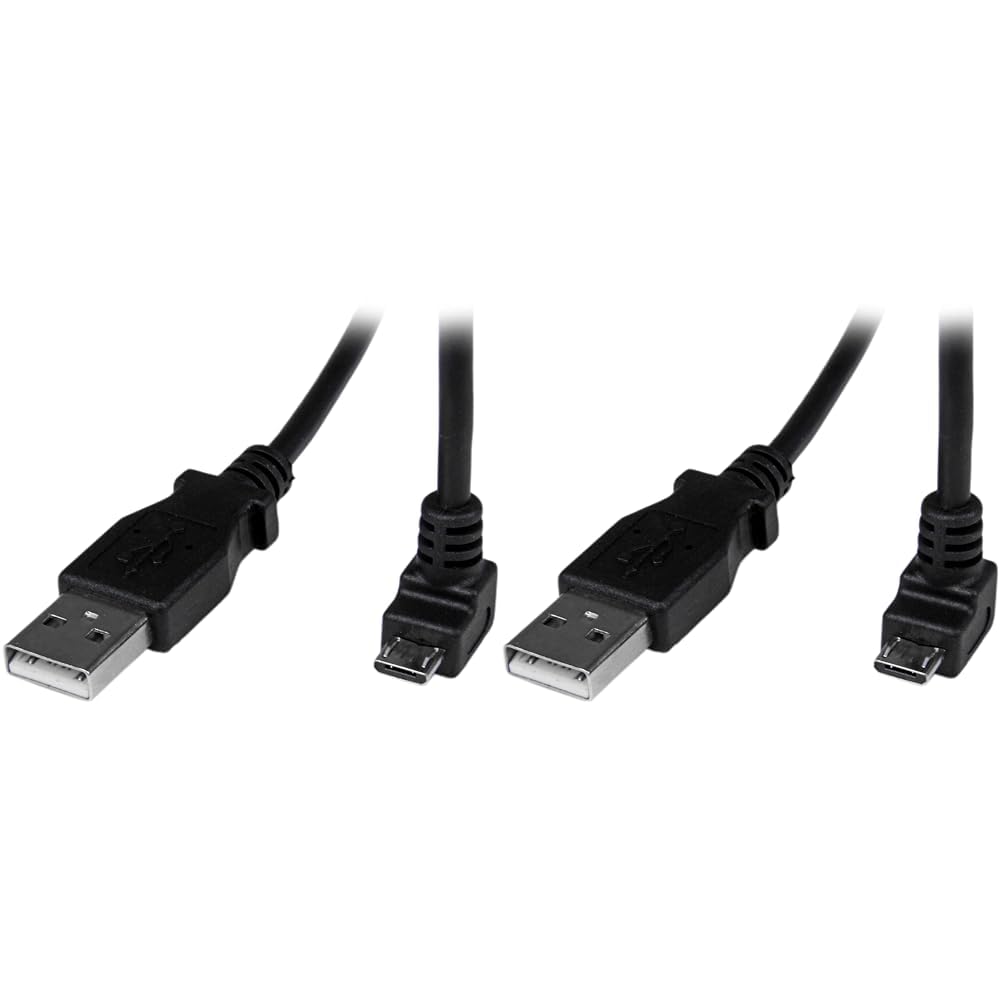 StarTech.com 2m Micro USB Cable Cord - A to Down Angle Micro B - Down Angled Micro USB Cable - 1x USB A (M), 1x USB Micro B (M) - Black (USBAUB2MD) (Pack of 2)