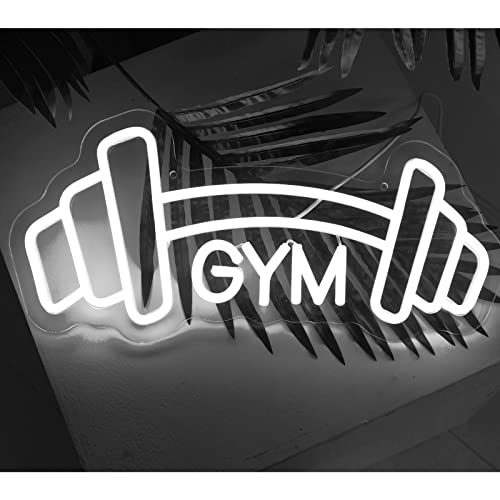 Barbell Neon Sign Gym Dumbbell Neon Light White Sports Shape Neon Light