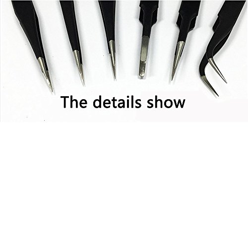 ESD Tweezers Tools Kit-Precision Anti-static Tweezers Set Non-magnetic Multi-standard Stainless Steel Tweezers Repair Kit-For Elnics, Jewelry-making, Laboratory Work, Hobbies -6Piece