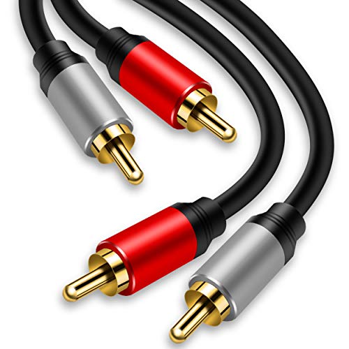2 RCA auf 2 RCA Kabel, 3,5 m, Tan QY vergoldeter 2 RCA Stecker auf 2 RCA Stecker Stereo Audio Kabel für Heimkino, HDTV, Spielekonsolen, HiFi-Systeme (