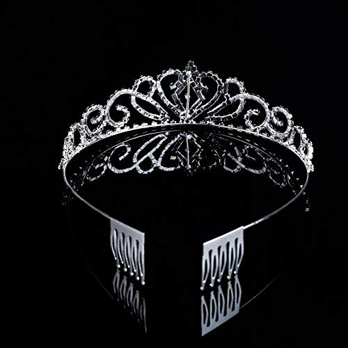 Paxuan 2 Pack Silver Wedding Bridal Crystal Tiara Crown with Comb Rhinestone Princess Headband Headpiece for Girls Women Birthday Pageant Party Wedding Prom Bridal (2PCS)