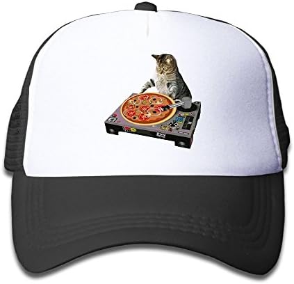 Cat DJ Pizza Funny Child Cool Adjustable Mesh Cap Breathable Unconstructed Baseball Mesh Caps