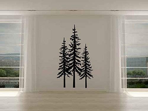Pine Evergreen Trees Set of Three Vinyl Home Decor Wall Decal Sticker