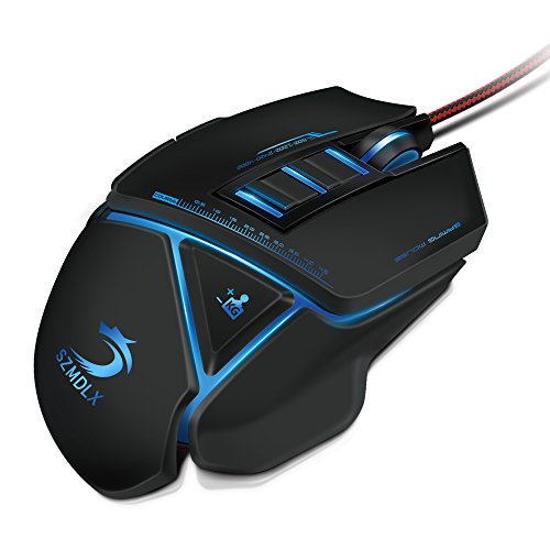 SZMDLX Gaming Mouse Wired (4800 DPI) (Programmable) (Breathing Light) (Weight Tuning Set) Ergonomic Game USB Computer Mice Gamer Desktop Laptop PC Gaming Mouse with 7 Buttons, Black