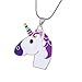 Vinjewelry Unicorn Pendant Cute Necklace Gift for Little Girl Unicorn Art Multi-color Jewelry