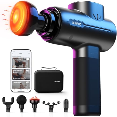 RENPHO Massage Gun with Heat, Bluetooth, App with Tutorial, Active+ Thermal