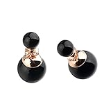 1 Pair Pearl Earrings Real Italina Rigant 18k Gold Plated Stud Earrings for Women Anti Allergies - Black