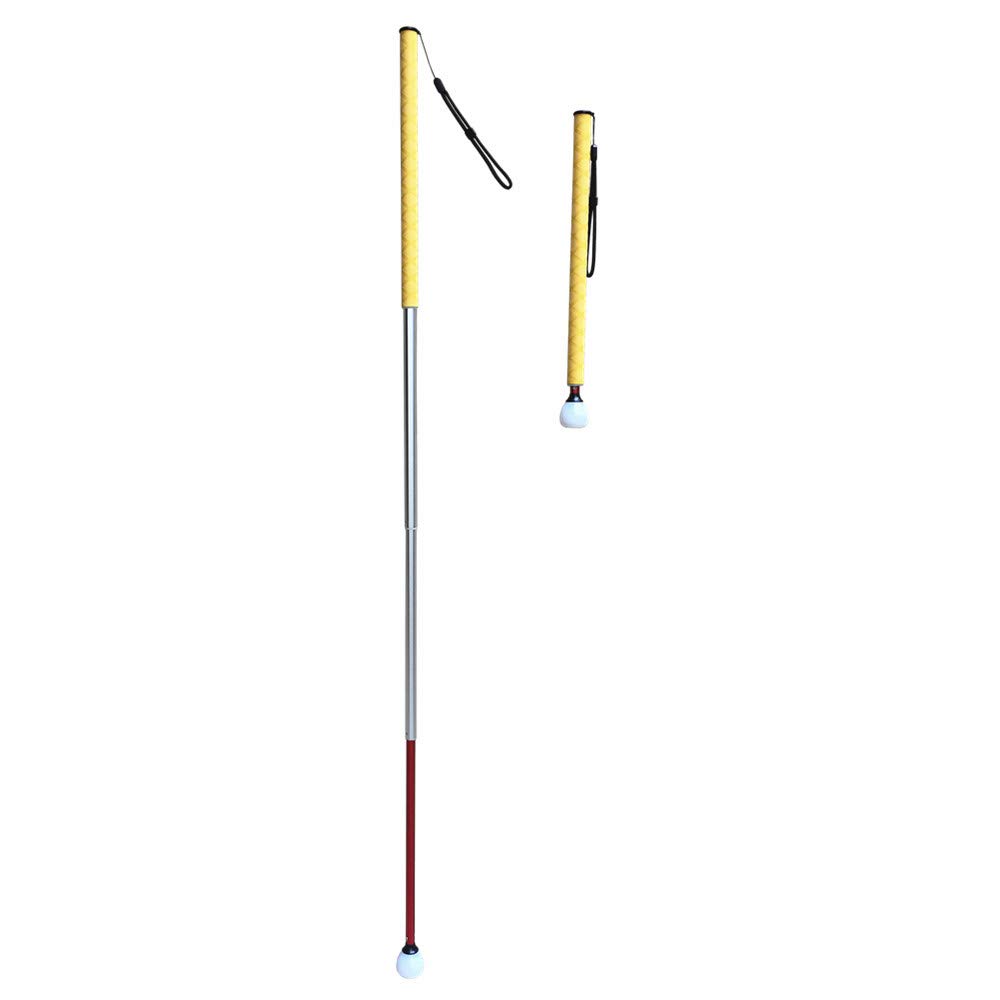 Aluminum Telescopic Blind Cane with Rolling Tip 39cm-123cm (15.4 inch-48.4 inch), with 2 Tips (Yellow Handle)