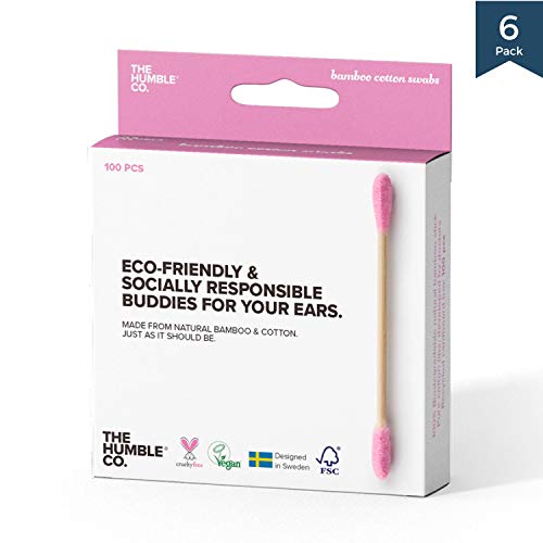 The Humble Co. Natural Bamboo Cotton Swabs (600 count) - Biodegradable, Organic Cotton Swabs and Eco friendly and Sustainable Cotton Buds for Ears, Makeup, Pet Care and Cleaning (Purple)