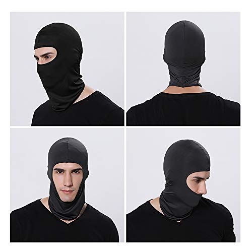 LEAGY 2Pack Candy Color Ultra Thin Ski Face Mask Great Under A Bike/Football Helmet Balaclava-Black (Black)