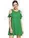 Milumia Women's Summer Cold Shoulder Ruffle Sleeves Shift Dress Green M