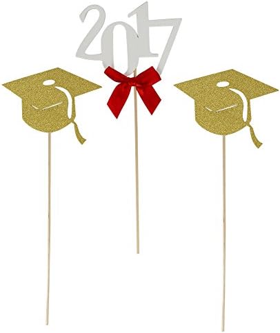 2017 Graduation Party Decorations / Centerpiece Props & Flower Set with Tassel and Ribbon