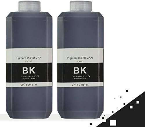 2 Large Bottles (500ml) Refill Ink - ALLINKTONER Canon Compatible Regular Black Pigment for Canon Printers