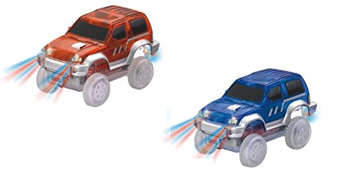MMP Living Super Snap Speedway - 2 Pack of electric cars with lights, compatible with bend and flex track sets