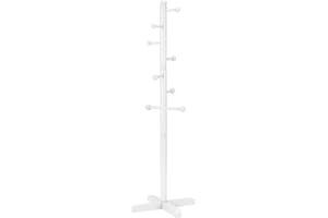 Azaeahom Kids Coat Rack, Freestanding Coat Racks with 8 Hooks 2 Adjustable Height, Tree Coat Rack for Bedroom, Hallway, Entrance, Office, Hats, Handbags,Purse (White)