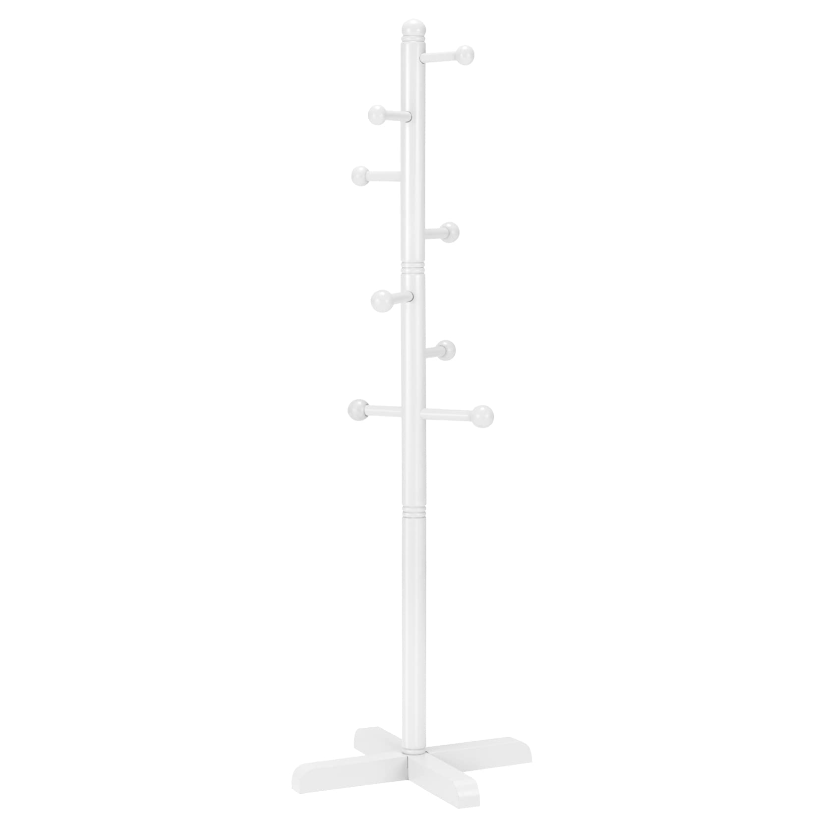 Solid Wood Coat Rack Freestanding – 6 Hooks, Walnut Finish, 67.7" Height For Entryway, Bedroom, Hallway