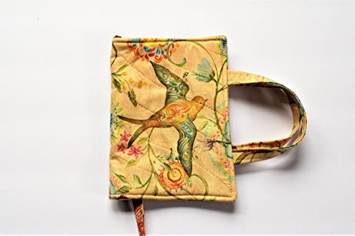 Quilted Paperback Romance,Small Standard Book 6.55" x 4" x 1.5" Cover with Carry Strap Handles and Attached Bookmark,Crossword Puzzle,Birds,Cardinals,Bicycle,Cats - Thumbnail 3