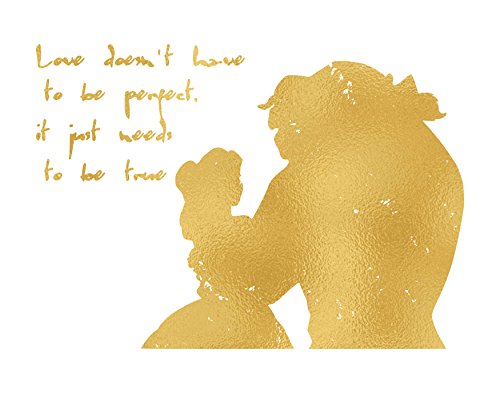 Simply Remarkable Gold Print Inspired by Beauty and The Beast - Made in USA - Disney Inspired - Home Art Print -Frame not Included (11x14, BBQuote)