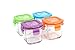 Wean Cube Glass Food Storage Garden Pack - Pack of Four (4), 4 oz Square containers Blue, Orange, Green, Purple