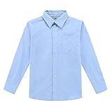 Bienzoe Classical Boy's School Uniform Long Sleeve Button Down Oxford Shirt