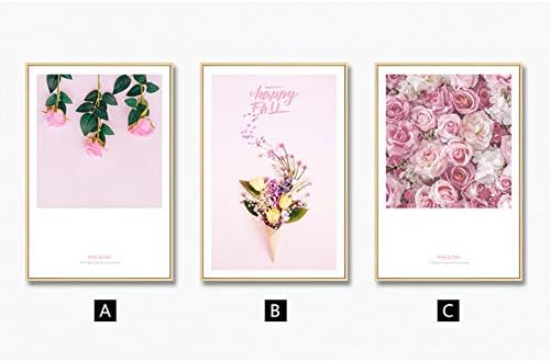 Miss youZZ Pink Rose Flowers Wall Art Canvas Painting Posters And Prints Decoration Home Wall Pictures For Living Room Wall Decor,30x40cm No Frame,3pcs