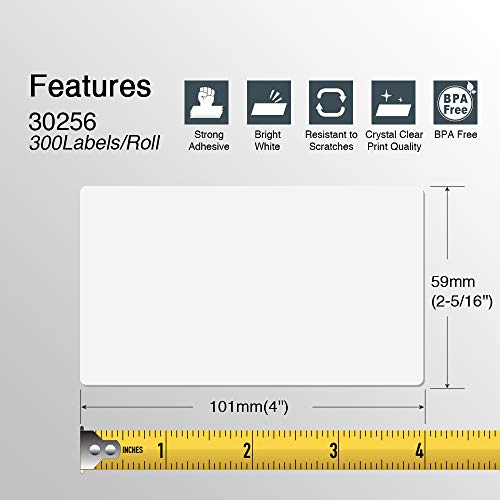 BETCKEY - Compatible DYMO 30256 (2-5/16" x 4") Shipping Labels, Strong Permanent Adhesive & Perforated, Compatible with DYMO Labelwriter 450, 4XL, Rollo & Zebra Desktop Printers [20 Rolls/6000 Labels]