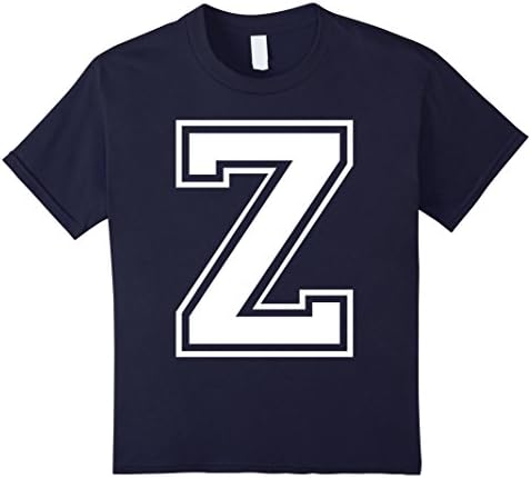 Kids Letter Z Initial Monogram College Alphabet T-Shirt 4 Navy