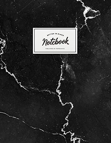 Notebook: Beautiful black marble white label | ★ School supplies ★ Personal diary ★ Office notes | 8.5 x 11 - big notebook | 150 pages (Better in black collection) Paperback – March 3, 2019