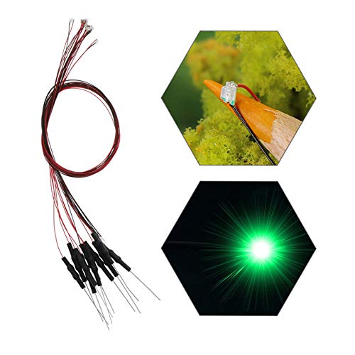 Evemodel 20Pcs Pre-soldered Green SMD Led 0805 Light 12V Wired Resistor 20cm Wire