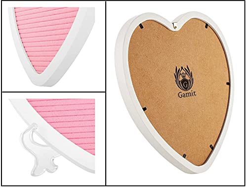 G GAMIT Heart-Shaped Felt Letter Board Message Sign - 10x10 inches Message Board with 465 Changeable White&Golden Letters,Numbers,Cursive Words and Stand for Party,Baby Announcement,Wedding,Pregnancy,Wall&Tabletop Decor (Pink)