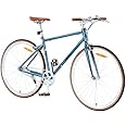 ECARPATEYE 700C Mens Road Race Bike Retro Style, Single Speed Fixed Gear Womens Bicycle with Light Frame for Commuter, Adult Urban Hybrid Bike,Steel Frame