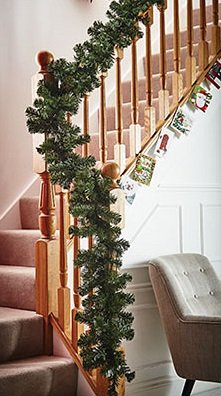 Christmas Garland 11ft Traditional Decoration For Stair