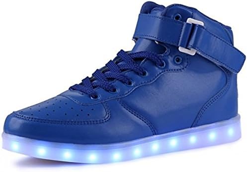 Cool LED Shoes Light Up Sneaker With 7 Color &amp; USB Charger (10.5B(M) US-women/9D(M) US-Men, HT Blue)
