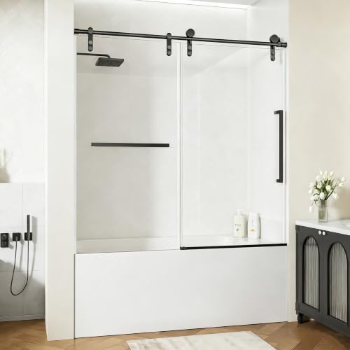 Sliding Bathtub Shower Door 56-60" W x 60" H, 1/4 in Clear