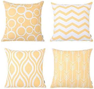 Onegirl Euro Geometric Decorative Throw Pillow Covers 4 Piece 18"x18"Linen Couch Pillow Cases Square Pillowcase Waist Cushion Cover for Sofa, Couch, Bed and Car