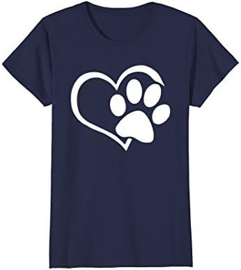 Womens Dog Cat Shirt - I Love Dogs Paw Print Heart Cute Women Men Small Navy