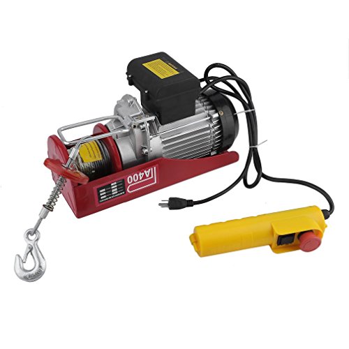 Homgrace 880lbs Mini Electric Wire Cable Hoist Crane Overhead Garage Winch with Remote Control Auto Lift (880LB)
