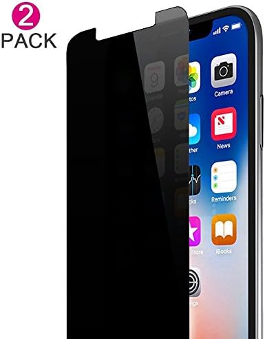 [2 PACK] iPhone X Privacy Screen Protector, Ankoon Anti-Spy Tempered Glass Screen Protector Premium 0.3mm 9H HD Anti-Scratch, Anti-Fingerprint, Easy Install
