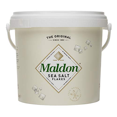 Maldon Salt, Sea Salt Flakes, 3.1 lb, Bulk Tub, Kosher, Natural, Handcrafted, Gourmet, Pyramid Crystals