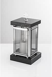 Farol para lápida tumba farol farol de la Cruz Negro/Plata – granito