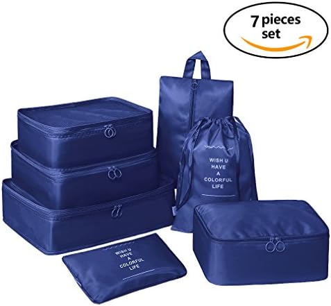 Honmax 7 Set Packing Cubes with Shoes Bag - Premium Travel Luggage Organizer