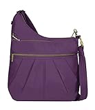 Travelon Anti-Theft Signature 3 Compartment Crossbody, Purple, One Size