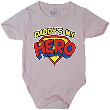 Funny Cute Slogan Baby Grow Daddys My Hero Logo Official Babies Pink Vest