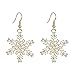 EVER FAITH Austrian Crystal Winter Party Snowflake Pierced Hook Dangle Earrings for Women Clear Gold-Plated-Base