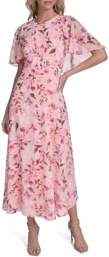 calvin klein pleated chiffon dress Calvin Klein Petites Floral-Print Pleated Chiffon Dress Color Black/Red Sz  0P
