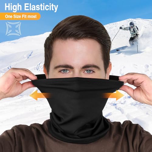 HEGGCOOE 2 Stück Schlauchschal Herren und Damen,Winddicht Warm Winter Loop Schal Halswärmer Halstuch Ski Maske für Outdoor Skifahren Motorrad Laufen Radfahren Fahrrad (Schwarz + Schwarz) thumbnail 3