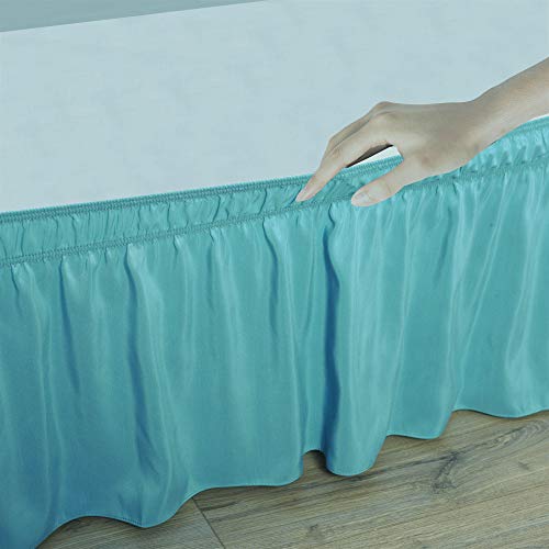 image for Biscaynebay Wrap Around Bed Skirts Elastic Dust Ruffles, Easy Fit Wrin