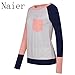 Naier Women T Shirt Top Long Sleeve Color Splicing For Leggings Jeans (M, Pink)