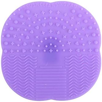 Geryy 1Pc Washing Pads Silicone Makeup Brush Cleaner Mat Brush Cleansing Pad Cleaning Mat Scrub Pad For Home Travel (Purple 1)